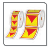 Rouleaux d’étiquettes de consignation LOTO jaunes et rouges